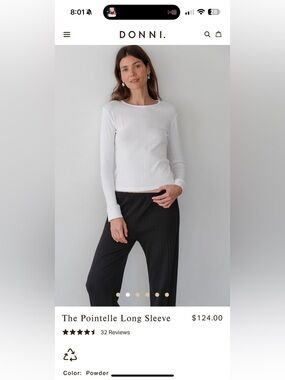 DONNI The Pointelle Long Sleeve NWT Size M